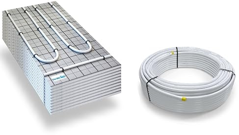 Warmwasser Tackerplatte Fußbodenheizung HoWaTech TAC Komplett Set 5/10m² Dämmplatte 20mm EPS WLG 045 DES ohne Regelung, Heizfläche:5.00m²