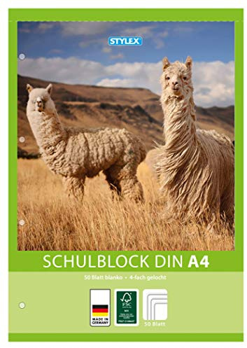 10x Schulblock / blanko / DIN A4 / gelocht / 50 Blatt je Block