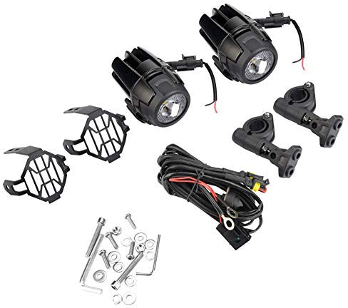 KIMISS 1 par de faros delanteros universales para motocicleta, LED, auxiliares, resistentes al agua, lámpara antiniebla, superbrillante, 6000 K