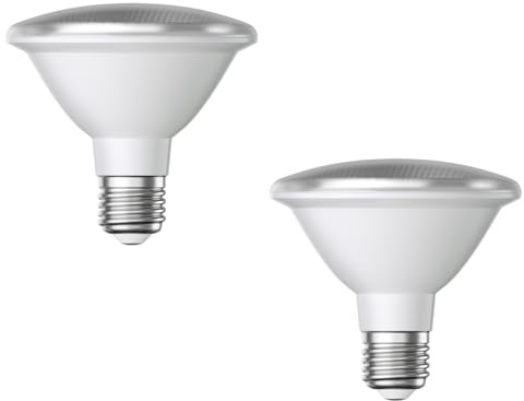 ledscom.de 2x E27 LED Leuchtmittel, PAR30 kurzer Hals, weiß (4200 K), 13 W, 1025lm, 43°, Reflektorspiegel (silber)