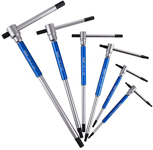 RUJOI metrischer Innensechskant Satz T-Griff, 6-PCS-Innensechskant Satz mit T-Griff und Schnellhülsen für schnelles Drehen