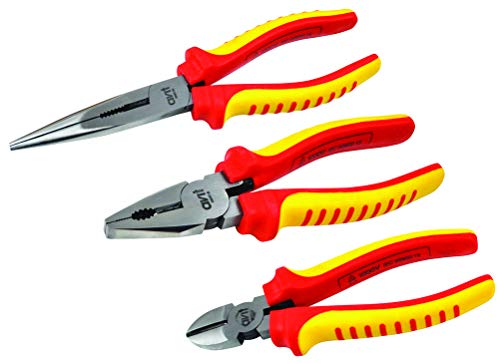 Isolierte Zangen-Set, 1000 V, 3-teiliges Set, Kombizange – 180 mm, Seitenschneider – 160 mm, Spitzzange – 200 mm, Zangenwerkzeug