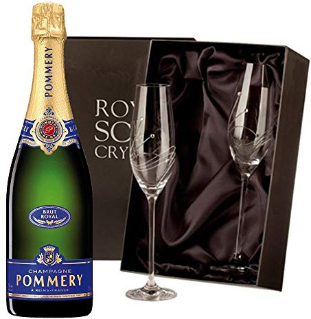 Pommery Brut Royal Champagne with 2 Royal Scot Diamante Flutes 75cl | 12.5% abv