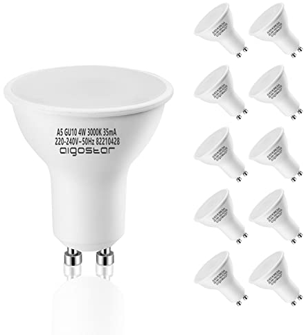Aigaostar LED Leuchtmittel GU10 4W Warmweiß, Glühbirnen 320lm 3000K 230V Abstrahlwinkel 120-160 Grad, Lampe Strahler Flimmerfrei nicht Dimmbar Reflektorlampe 10er-Pack