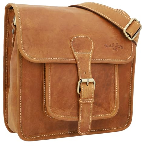 Gusti Leder Fahrradtasche Lenkertasche Schultertasche Echtleder Vintage Braun für Alltag und Fahrrad