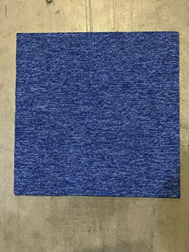 12 x Carpet Tiles (40cm x 40cm) Heavy Duty Home Commercial Retail Office Shop Premium Flooring Rugs Floor Tile Hardwearing Anti-Slip Floor Covering, Bitumen Backed - Sky Blue