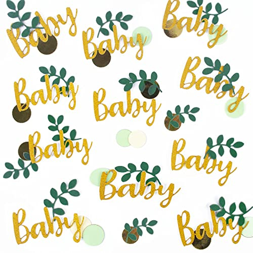 AWAVM Coriandoli per baby shower, 100 pezzi, champagne, oro, avorio, salvia, verde salvia da spargere per decorazioni, rivelazione di genere, feste di compleanno nella giungla
