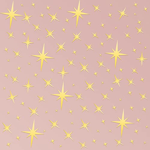 Zonon 82 Pieces Mirror Wall Stickers Star Wall Decals Decor Removable 3D Acrylic Mirror Star Setting Sticker for Ceiling Home Bedroom Living Room Girls Room Decor(Gold)