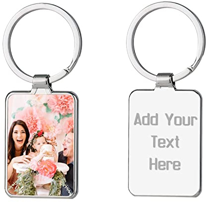 EAQ Personalisierter Foto-Schlüsselanhänger Mit Graviertem Text für Hochzeit, Geburtstag, Muttertag - Individuelles Geschenk
