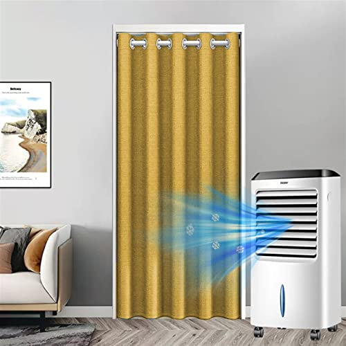 Heavyoff Türvorhang Blickdicht Thermo Gardinen Vorhang mit Ösen Thermovorhang Kälteschutz Türvorhang Wärmeisolierend Raumtrenner für Schlafzimmer Schrank Vorhang Gelb, 220x200cm