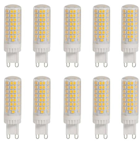 HUAMu 10 Stück G9 LED Leuchtmittel 10W Lampen,Ersatz für 100W Halogenlampen,Warmweiß 3000K,95 LED Chips,360° Abstrahlwinkel,1000LM,AC220V-240V