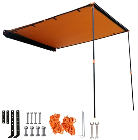 Wohnwagen Vorzelt Sonnensegel 2x2,5m Seitenmarkise Ausziehbar UV50+ Wasserdichtem Autozelt Markisen Sichtschutz Vorderwand Bildschirm für Camping Familientreffen Ausflüge ( Size : 200x300cm/6.6x9.8ft