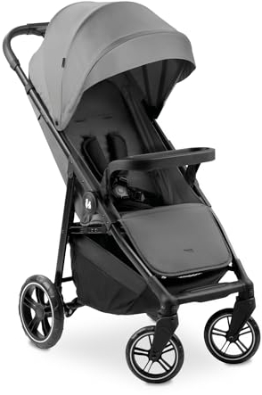 hauck Shop N Care, Grey - Lightweight Pushchair (only 8.5 kg) with Snack Tray, Cup Holder & Raincover, Compact & One Hand Folding, Fully Reclining from Birth up to 22 kg
