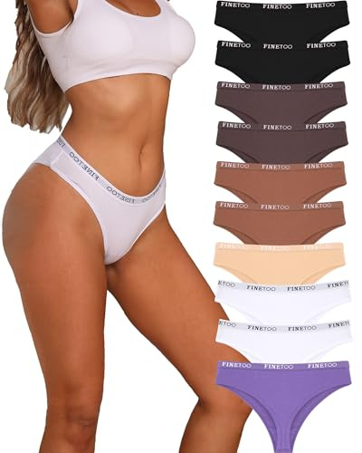 FINETOO 10-pack tanga dam string bomull tangas sportlinning stringtrosor mjuka underkläder kvinnor underkläder bomull underkläder flerpack S–XL, B-10, M