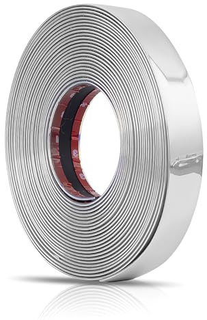 TNSLAND Moulure Murale 5m Auto Chrome Acier Moulure Auto Adhésive pour Meubles et Voitures (30mm)