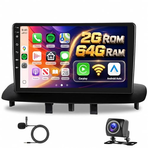 Hodozzy 2G 64G Android Autoradio per Renault Megane 3 2008-2014 Radio Wireless Carplay Android Auto, 9 Pollici Touch Screen Navigazione GPS WiFi Bluetooth FM RDS, Retrocamera 2 Din Radio per Renault