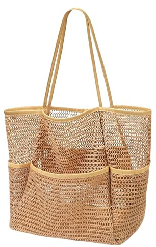 Elepl Bolso de Playa Grande Bolsa de Playa Malla Mujer Plegable Beach Bag con Cremallera Bolsillo Interior Bolsas Playa Bolsas Piscina Bolso de Tote para Viajes Natación Juguetes Compras