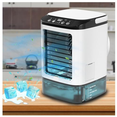 BesBet Ventilator Mit Wasserkühlung, 900ml Wassertank,mit Eisbox,3 in 1 Klimaanlage für Kinderzimmer 3 Geschwindigkeiten,7 Farben Licht Climaanlage Wohnung für Zuhause und Büro