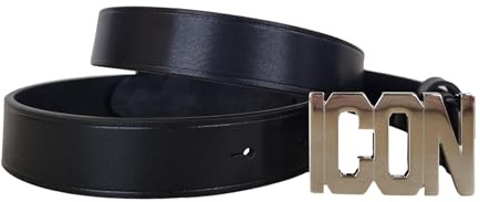 DSQUARED Uni-Ledergürtel und Schnalle ICON BEW004712904309M802 schwarz-silber (schwarz, 90), nero, 90 cm