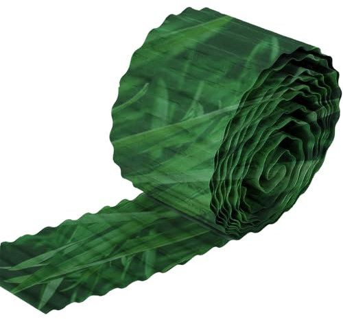 Corrugated Garden Edging Borders, Metal Lawn Edging Heavy Duty Galvanised Steel Landscape Edging Plant Border, DIY Raised Garden Flower Bed for Yard Paver Edging (Green-6in * 40ft)