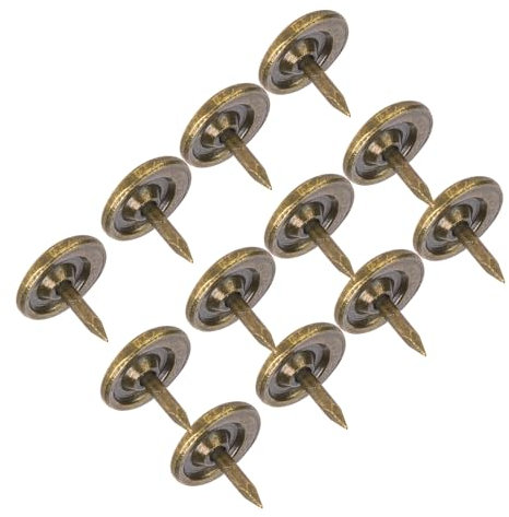 Cosiki Reißzwecken mit Flachem Kopf, Polsternägel, 100 Stück, Polsternägel, Flachkopf, Cyan-Bronze, Eisen, Dekorative Stifte, Sofa-Möbelzubehör (Durchmesser 9 mm * Gesamtlänge 8 mm)