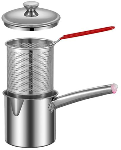 Ziiphon Olla para Freidora Pequeña - Cesta Multiusos de Acero Inoxidable, Sartén Resistente al Desgaste para Cocinar en el Hogar
