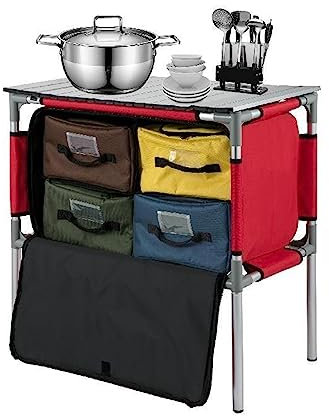 Tavolo da cucina da esterno da campeggio Mobile da cucina pieghevole pieghevole in lega di alluminio Staffa for picnic barbecue,Migliorare l'efficienza del lavoro