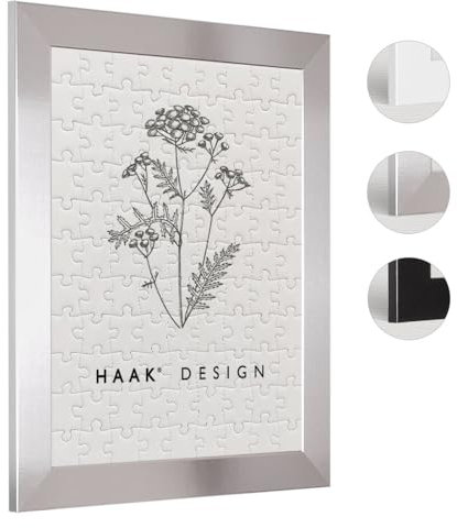 Haak Puzzlerahmen Keno Silberglanz 48 X 64 cm (ca. 1000 Teile) Bilderrahmen Rahmen für Puzzle