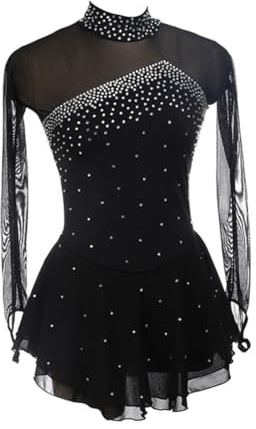 Yaaxinb Eiskunstlauf Kleid Damen Eislaufen Rollschuh Kleid Langarm Kürkleid Mit Rollkunstlauf Wettbewerb Gymnastik Leotard Turnanzug Tanzkostüm Ballettkleid Eisllaufkleid