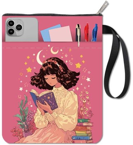 CRASPIRE Custodia per Libri da Lettura Custodia Protettiva per Lettori di Libri Regali per Amanti dei Libri Copertine per Quaderni in Tessuto Lavabili con Cerniera e Tasca Extra per La Custodia Borsa