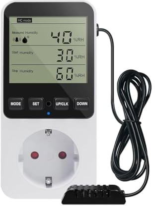 Malloy Feuchtigkeitsregler, Temperaturregler Steckdose 230V, Temperaturschalter, Steckdosenthermostat Schalter EU Stecker