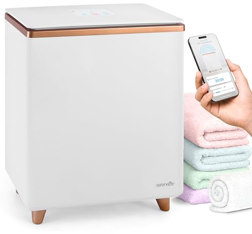 SereneLife WiFi Towel Warmer – Luxury Rectangle Spa Bathroom Heater with Custom Fragrance, Auto Shut-Off, Fits 2 Large Towels, Blankets, Bathrobes, Pajamas (Rose Gold)
