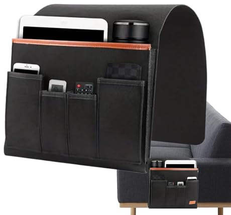 WJnflQN Soporte para mando a distancia, organizador de sillón, organizador de brazo de silla antideslizante, de almacenamiento multifuncional para sofá, reposabrazos, organizador para el hogar