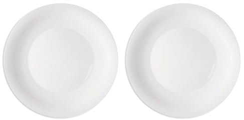 AC - Pack de 2 Platos Hondos Modelo Elba - Ø 24 cm - Vidrio Opal - Apto para lavavajillas y microondas - Ideal para el hogar, Cocina y hostelería