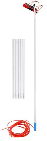Vielrosse Brosse de lavage télescopique extensible de 1 à 9,2 m - En aluminium - Avec conduite d'eau de 20 m - Pour le nettoyage des toits de la maison, des systèmes photovoltaïques, des fenêtres -