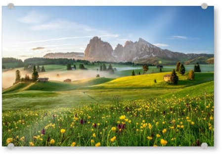artboxONE Acrylglasbild 45x30 cm Natur Frühling auf der Seiser ALM - Bild seiser ALM Berge berglandschaft