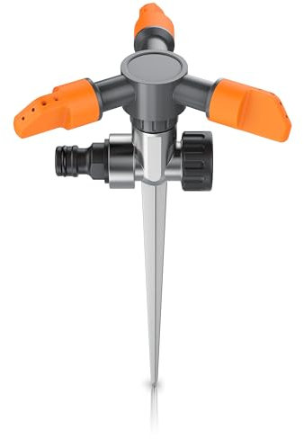 Brandson Aspersor Rotativo de Riego 360°, Sprinkler Garden, Aspersor oscilante de riego para Grandes áreas Circular y Sectorial para regar Plantas, céspedes y Jardines de hasta 7m 153 m², 6 Bar