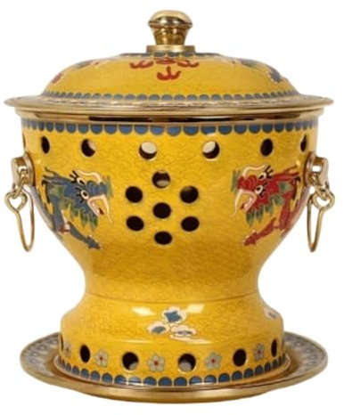 MEIZHITU Marmite Traditionnelle en Cuivre Marmite Simple De Style Vintage Chinois avec Couvercle, Ustensiles De Cuisine Ustensiles De Cuisine Fête(Yellow)