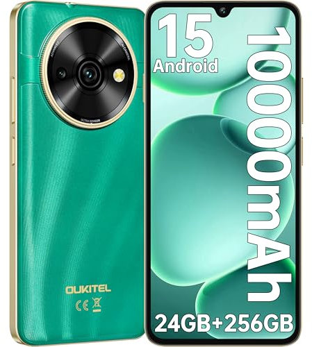 OUKITEL C59 Pro Android15 Mobile Phones - 10000mAh Large Battery Smartphone,24GB RAM+256GB ROM+1TB,120LM Flashlight,6.88 HD+ Large Screen,4G Dual SIM Free Unlocked, NFC/GPS/2 Years Warranty(Green)
