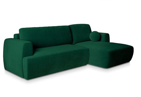 Masseno Ecksofa SENTI K R-S mit Schlaffunktion L-Form, Sofa mit Bettkasten, Wohnzimmersofa, Couch, Soffa, Bettsofa, Couchgarnitur- Grün, Kronos 19