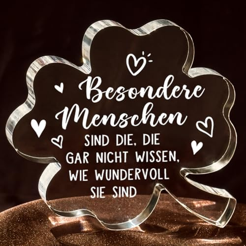 Encoink Personalisierte Geschenke für Frauen – Glücksklee Acryl Deko | Geburtstagsgeschenk für Frauen, Geschenke für Freundin, Ehefrau, Schwestern und Kollegin