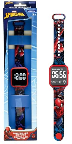 LEXIBOOK, Spider-Man, Reloj con Pantalla Digital, 12 ó 24 Horas, Azul/Rojo, DMW060SP