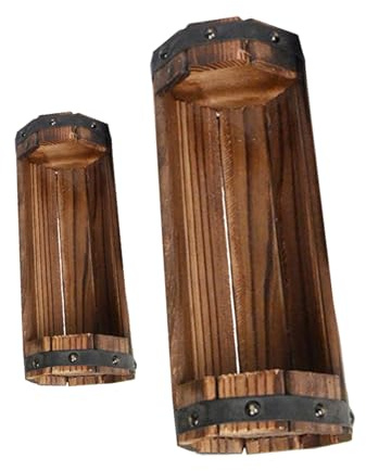 Happyyami 2pcs Set Half Barrel Plant Pots, Carbonized and Anticorrosive Composite Material, Rustic Vintage Style Outdoor Garden Planters for Wide Plant Display