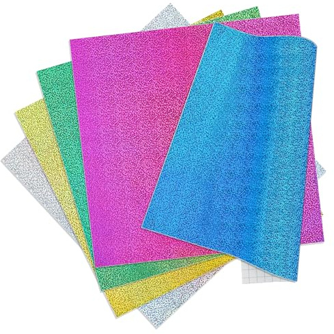 IModeur 5 Blatt Vinylfolie Plotter Schimmern - Plotterfolie selbstklebend Vinyl, Glitzer Plotterfolie Vinyl für Silhouette Cameo, die meisten Schneidemaschine