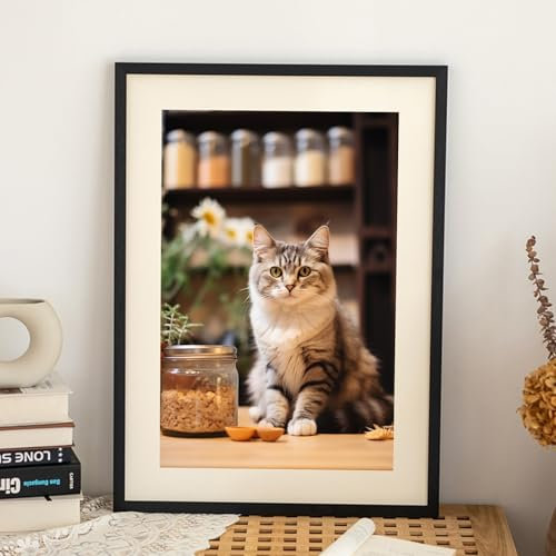 Epinki Fotorahmen Schwarz, Posterrahmen Vertikal, Rechteck Picture Frame Kann Aufgehängt Holz Holzbilderrahmen, Fotogröße 30x40cm