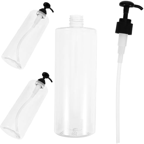 CALLARON 3pcs 500ml Press Pump Bottles Refillable Soap Dispenser Containers Round Shoulder Subpackaging Bottles with Black Pump Head for Bathroom Shower Gel Hand Emulsion