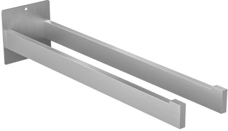 Auralum Porte-serviettes mural 2 en 1 en acier inoxydable - Peut supporter 5 kg - 42 cm - Porte-serviettes mural à deux bras pour salle de bain, cuisine, sauna - Chromé brossé