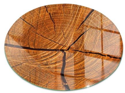 Glas kaminplatta tryckt motiv | eldstad golvskydd härdat glas | värmetålig skyddsplatta | gnistskydd vedkamin | modern stil - fi70cm - hjul - Träådring i tvärsnitt