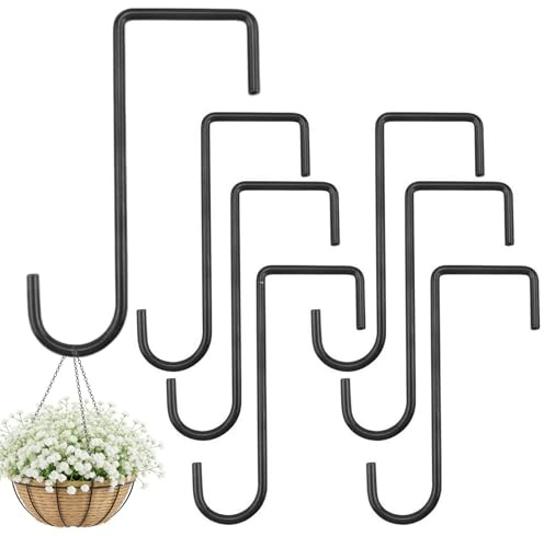 Gonetre 6 Pack Fence Hooks Patio Hooks Heavy Duty Powder Coated Steel Hangers for Fences Pergolas Doors Indoor Outdoor Hanging Lights Plants Planters Brown 8 * 3 * 1.7inch/20.3 * 7.6 * 4.3cm