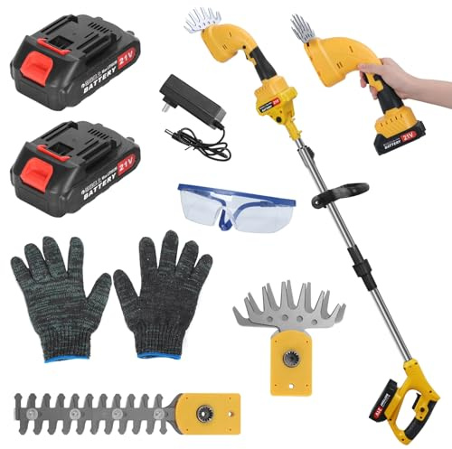 ulafbwur 2-in-1 Akku-Heckenschere & Grassere-21V Elektchen Hickenschere MIT Teleskopstange (8-12ft ReichWeit), Leichtgewicht für Garten, Rasen & Straucher EU
